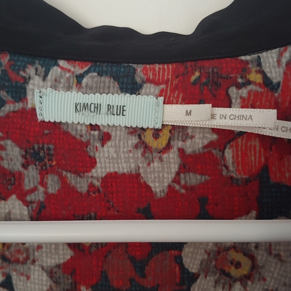 UO Sheer Red&Yellow Floral Blouse Kimchi Blue - Picture 7 of 9